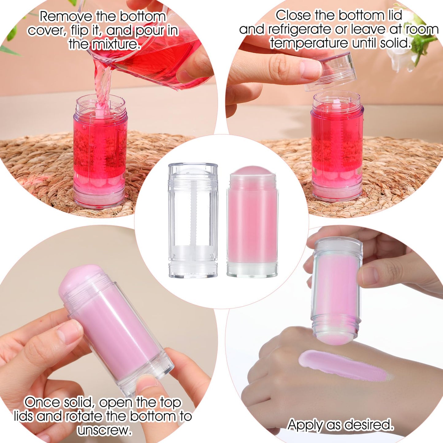 JIEYAO 30 Pcs Clear Empty Deodorant Containers, 1oz/30ml Twist-Up Refillable Lip Balm Tubes Bottom Fill Deodorant Bottles Tubes for DIY Lipstick Solid Perfume