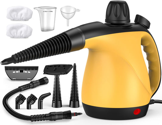 Pressurized Handheld Steam Cleaner for Home Deep Cleaning, Multi-Purpose Portable Steamer for Cleaning with 11 PCS Accessories for Dirt, Grease, Window, Car, Furniture, Bathroom, Couch, Tile and Grout