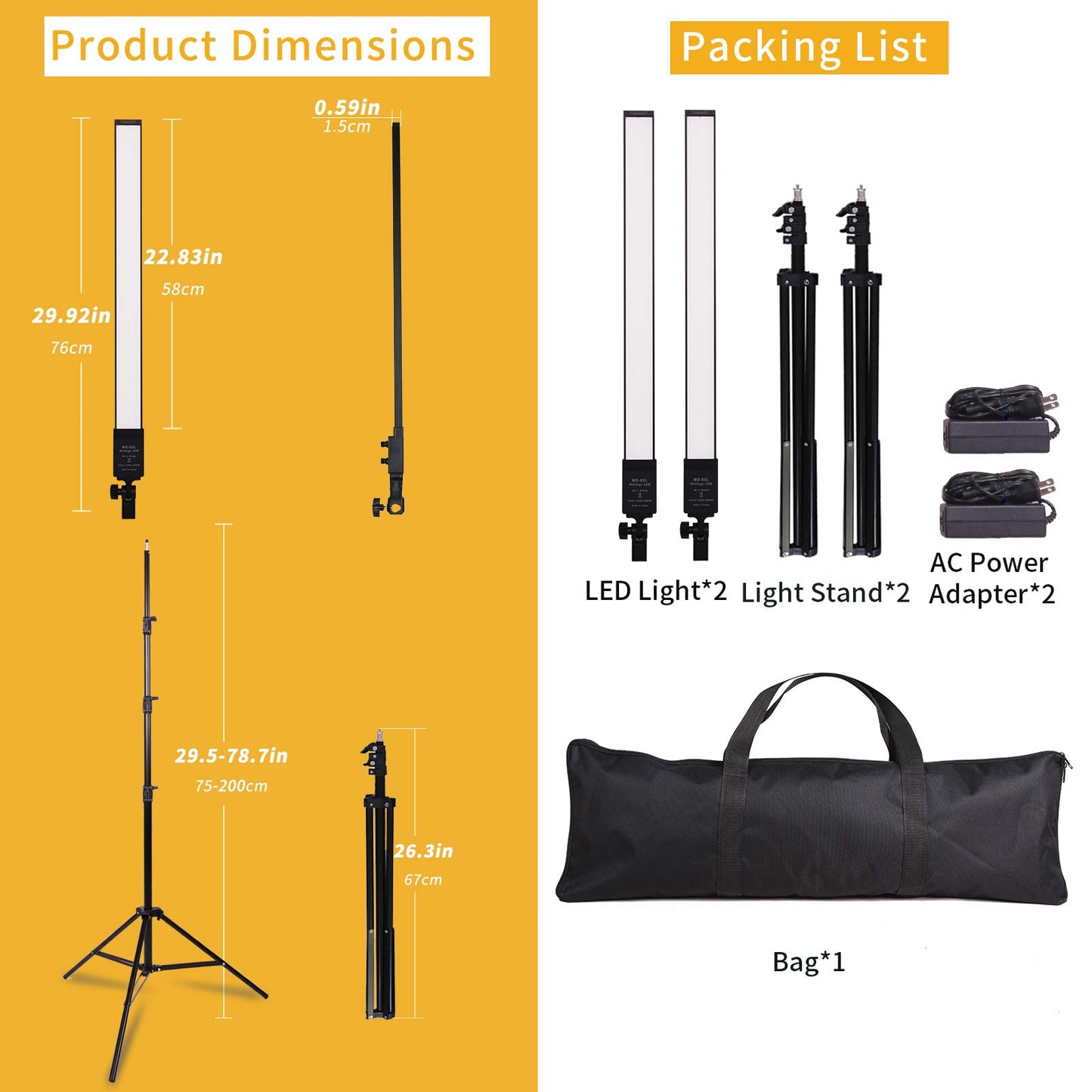 GSKAIWEN 36w 3200K-5500K Dimmable LED Photography Light Adjustable Photography Studio Light Kit with Tripod Stand Bag for Camera Video Studio YouTube Product Portrait Live Stream Shooting