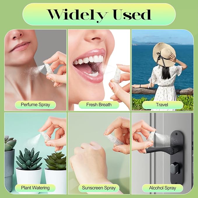 50Pcs Mini Spray Bottle 3ml, Small Travel Perfume Bottle Refillable with 10 Tools, Clear Plastic Small Atomizer Empty, Fine Mist Perfume Sample Spray Bottle for Travel Essential Oil Perfumes