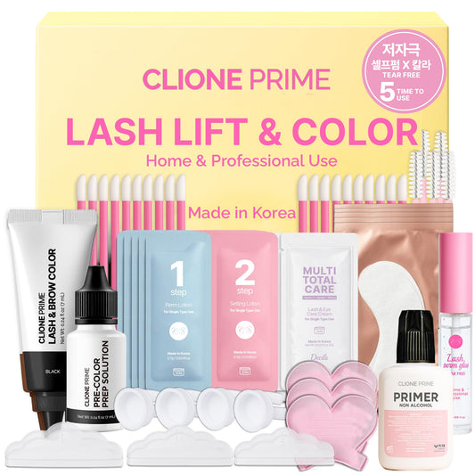 Korean At Home Lash Lift and Color Kit – Temporary Eyelash & Eyebrow Color, Black, Naturally Fades Within 1-2 Weeks, Gentle Vitamin C Formula
