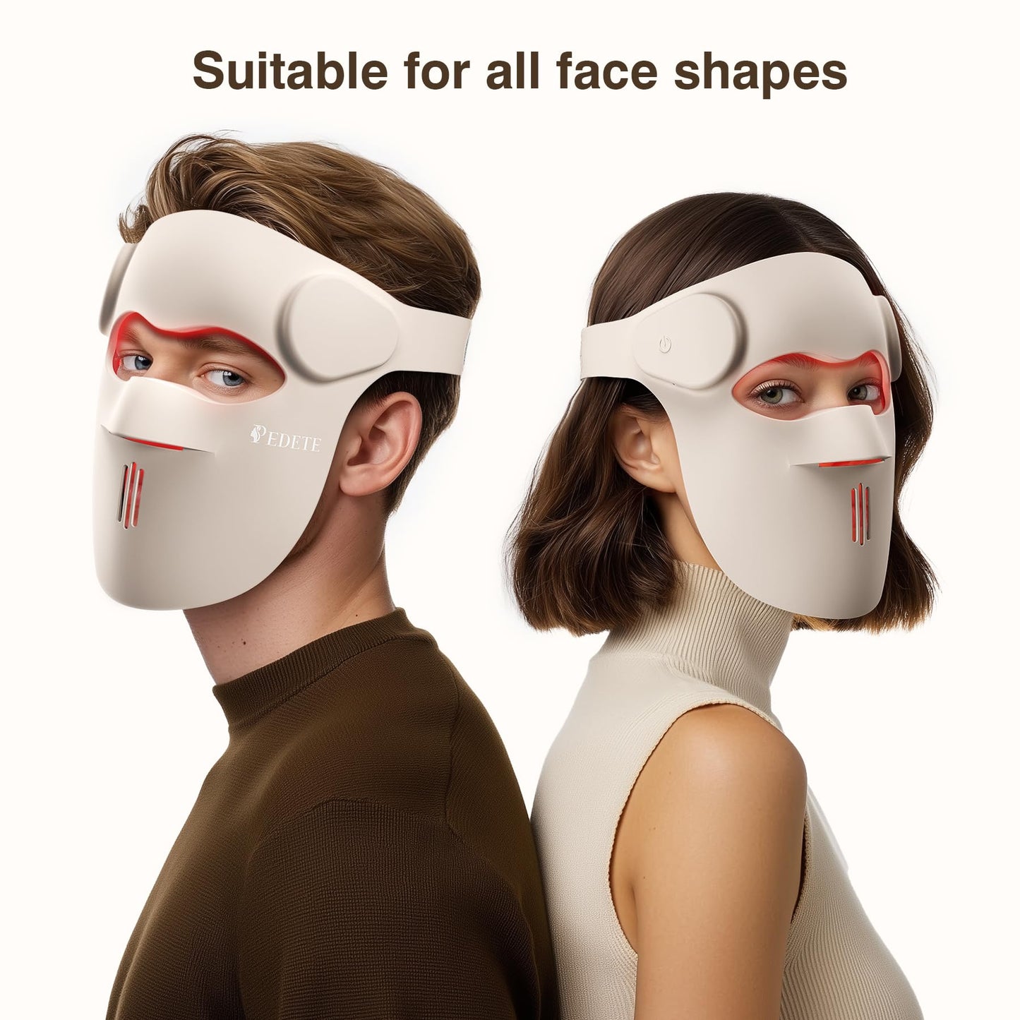 Pedete Red Light Therapy Mask, 9 Modes Wireless LED Face Mask with 326 LEDs, 2500mAh Rechargeable Red & Near-Infrared Light Therapy Mask