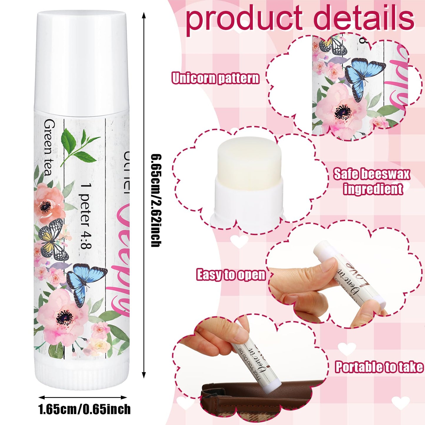 50 Pcs Christian Lip Balm Bulk Religious Bible Verses Lip Balm Christian Faith Gifts for Women Scripture Church Party Favor Inspirational Gift for Sunday School Employee Coworker (Wildflower)