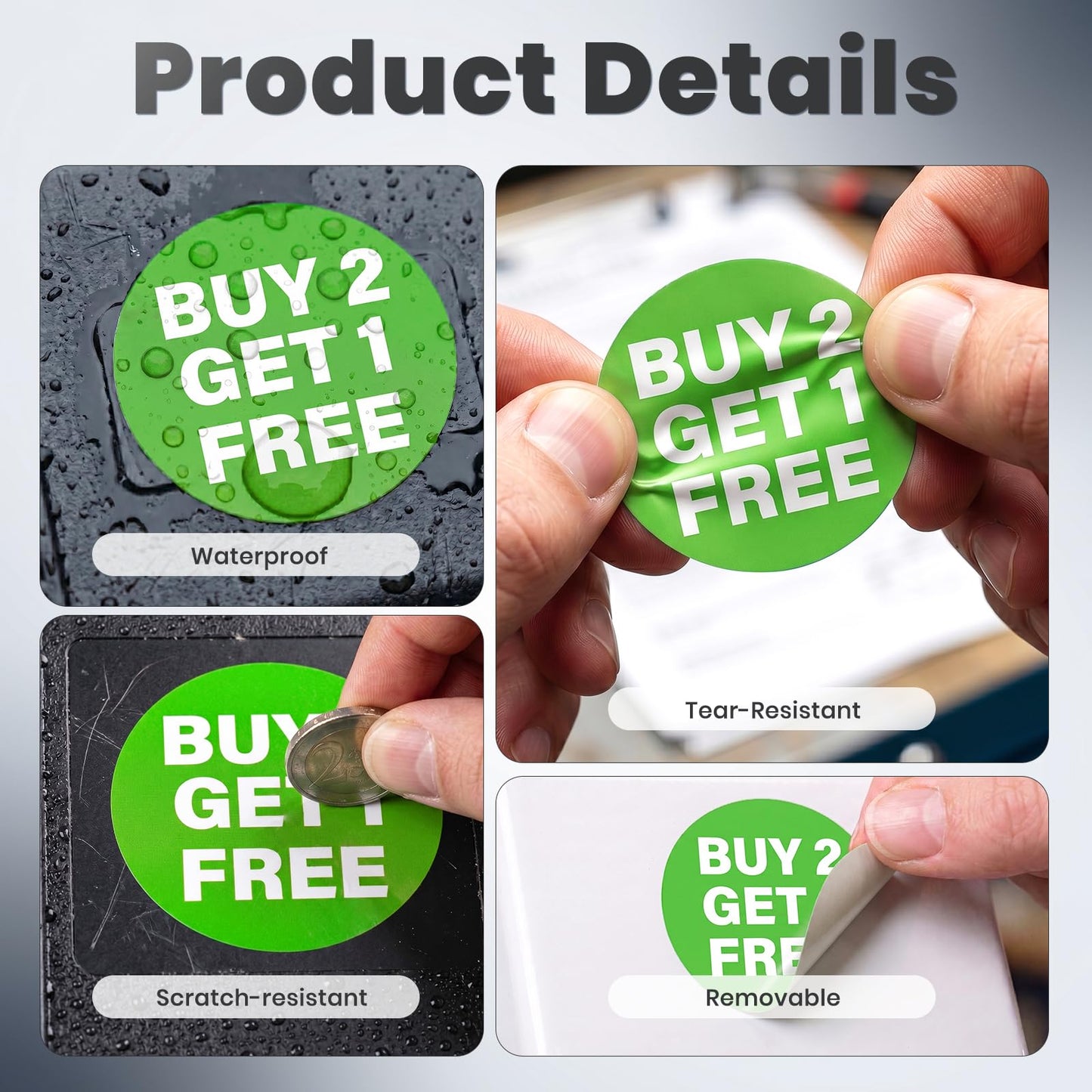 Anobell Buy 2, Get 1, Labels Stickers 1000 Pcs Vinyl Waterproof 1.5 Inch
