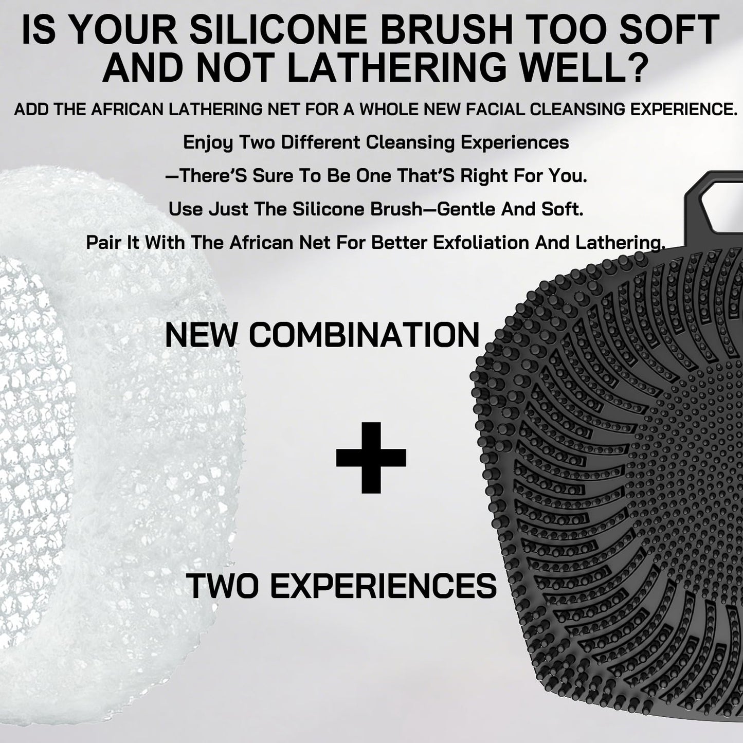 RamPula Face Scrubber & African Net, Silicone Exfoliating Brush for Men Women, Facial Cleansing Brush, Manual Waterproof Cleansing Skin Care, Blackhead Removing Pore Cleansing Massaging Face Brushes