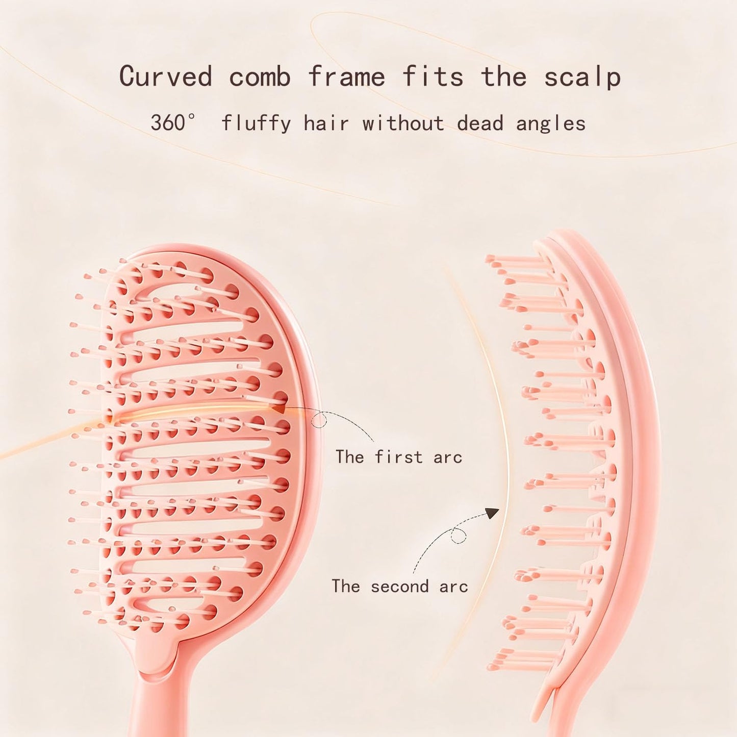 Self Cleaning Hair Brush with Lift Pad, ABS Vent Brush for Blow Drying, Dual Curve Design with Extra Long & Thick Bristles, Wet Hair Brush for Women, Girls & Kids (Pink, Not foldable)