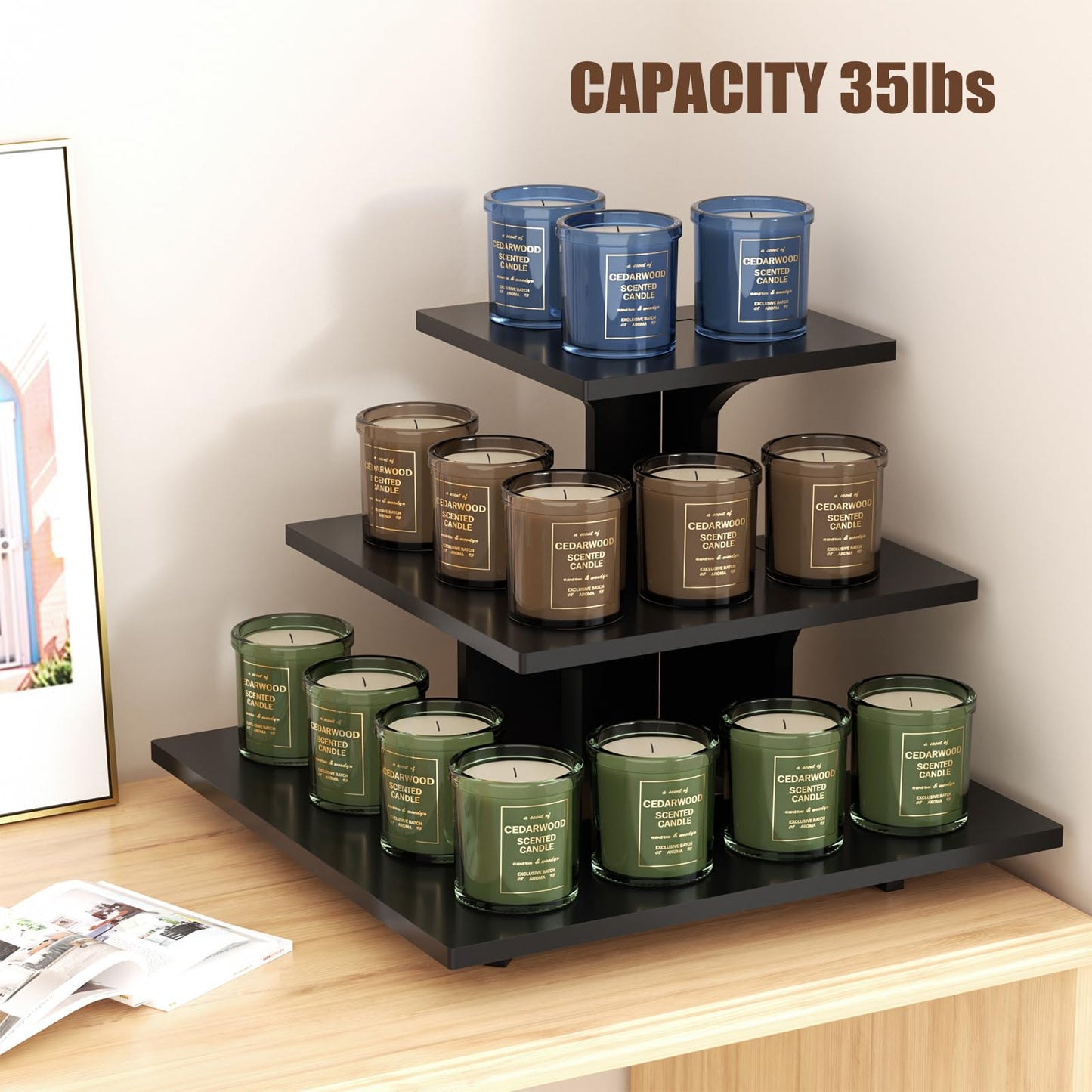 YadklDrnE 3 Tier Retail Table Display Stand for Vendors & Events - Portable PVC Riser Shelves for Farmers Market, Craft Shows, Cupcakes, Candles & Jewelry (Black)