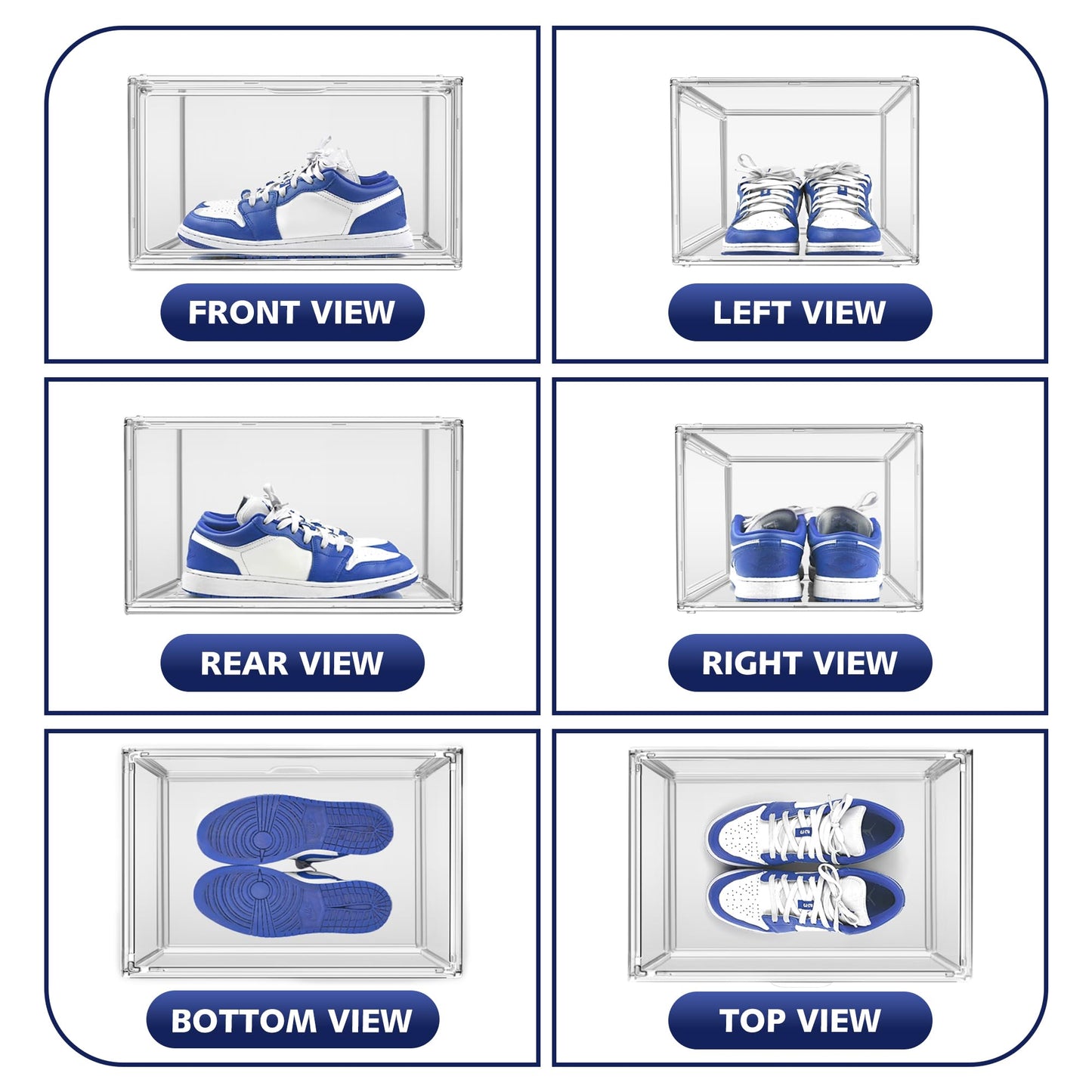 EZJOB 12 Pack Acrylic Clear Shoe Storage Boxes Size 12, Transparent Display Case for Sneaker Collections, Baseball Caps, Hat Organizer Dust-free Shoe Cubbies Stackable Sneaker Boxes