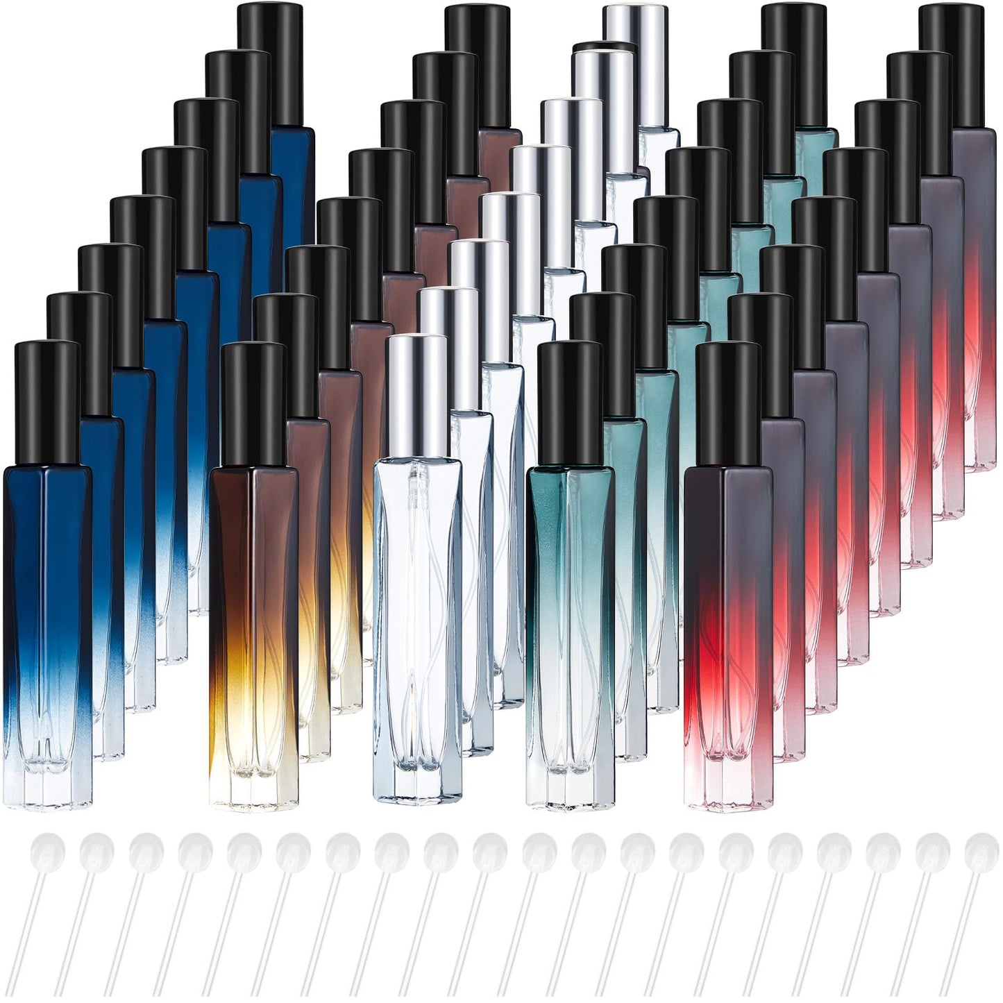 Domensi 40 Pcs 10/15/20/30 ml Perfume Travel Refillable Glass Bottles Spray Bottle Perfume Atomizer for Cologne Dispenser Leak-proof Fragrance Bottles Atomizer Pump Kit (10 ml,Amber Color)