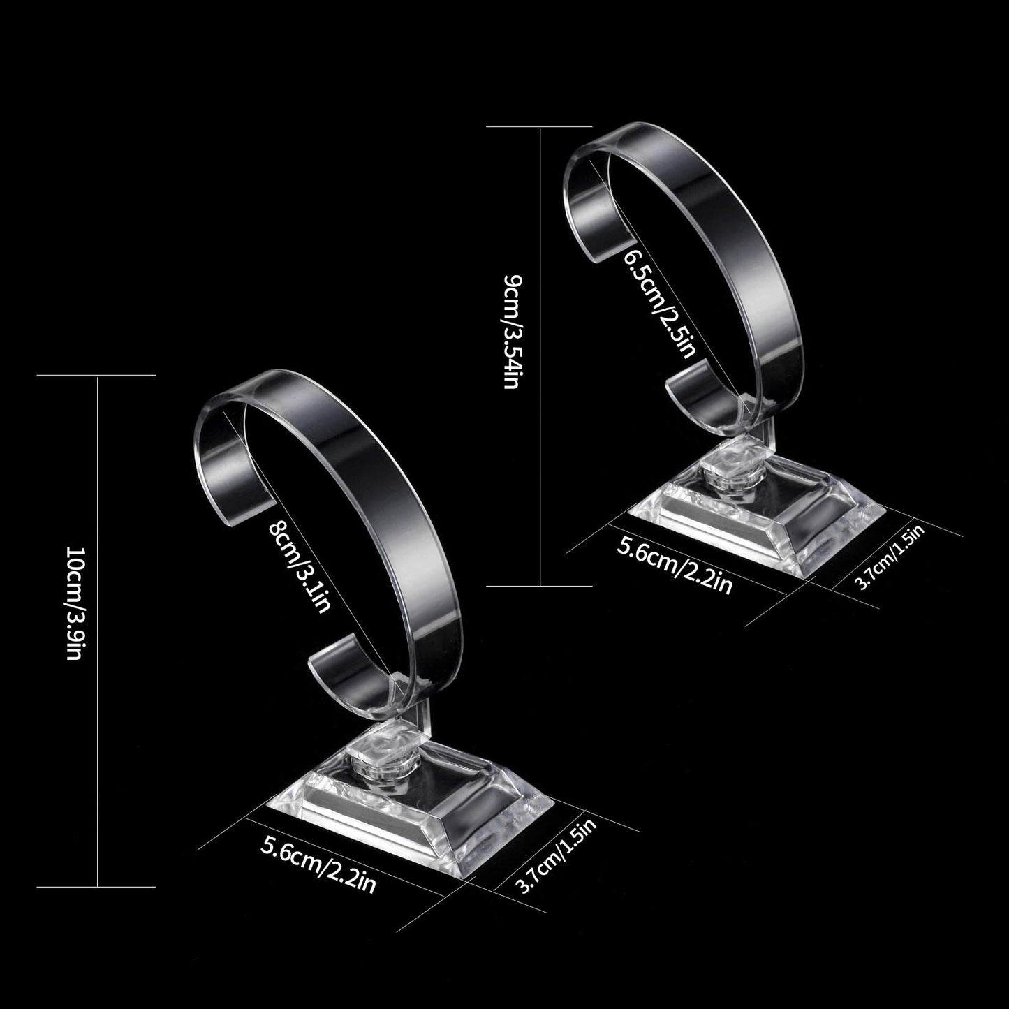 HexinYigjly 30 Pcs Watch Display Stand Holder, 4 inch/3.5 inch Clear Plastic Watch Display Stand Rack, Round Transparent Bracelet Stand Holder