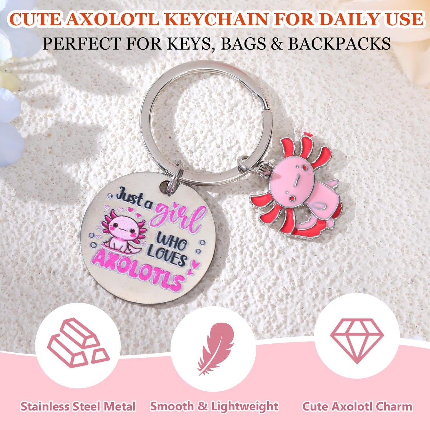 Papiailove 6 PCS Axolotl Gifts Set for Girls, Cute Axolotl Accessories Basket for Teens Daughter Women, Birthday Graduation Gift