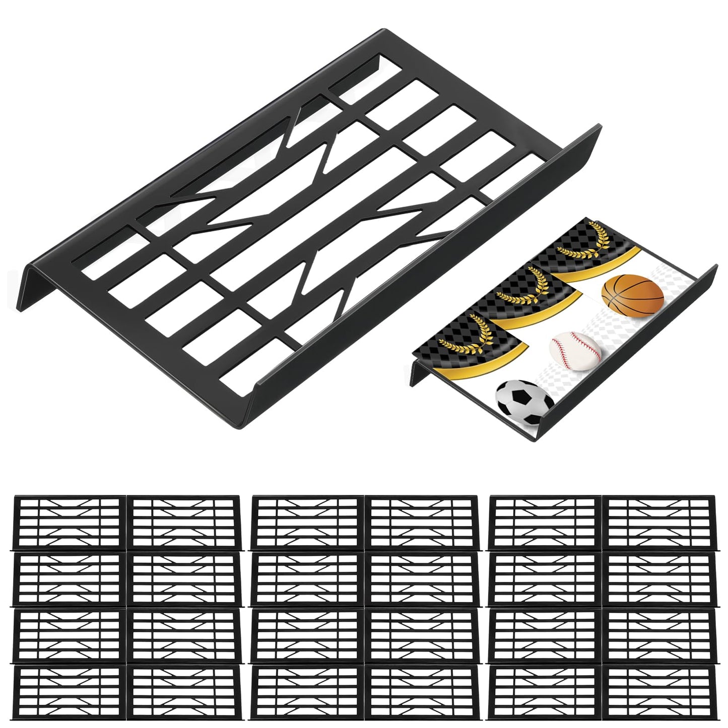 Yalikop 24 Pcs Trading Card Risers for Display Case Acrylic Modular Display Risers for Cardshow Vendor Sport Card Board Game(Horizontal Hollow)