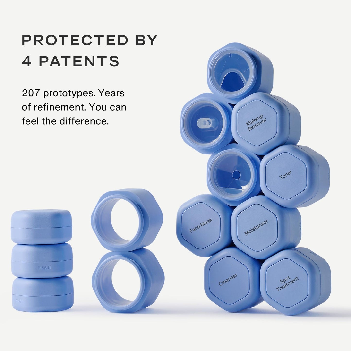 Cadence Capsules - Basic Skincare Set, Pacific - Three Small Containers with Magnetic Lids - 100% Leak Proof and TSA Approved for Travel and Carry On, Minimalist & Stackable (0.56 oz Each)