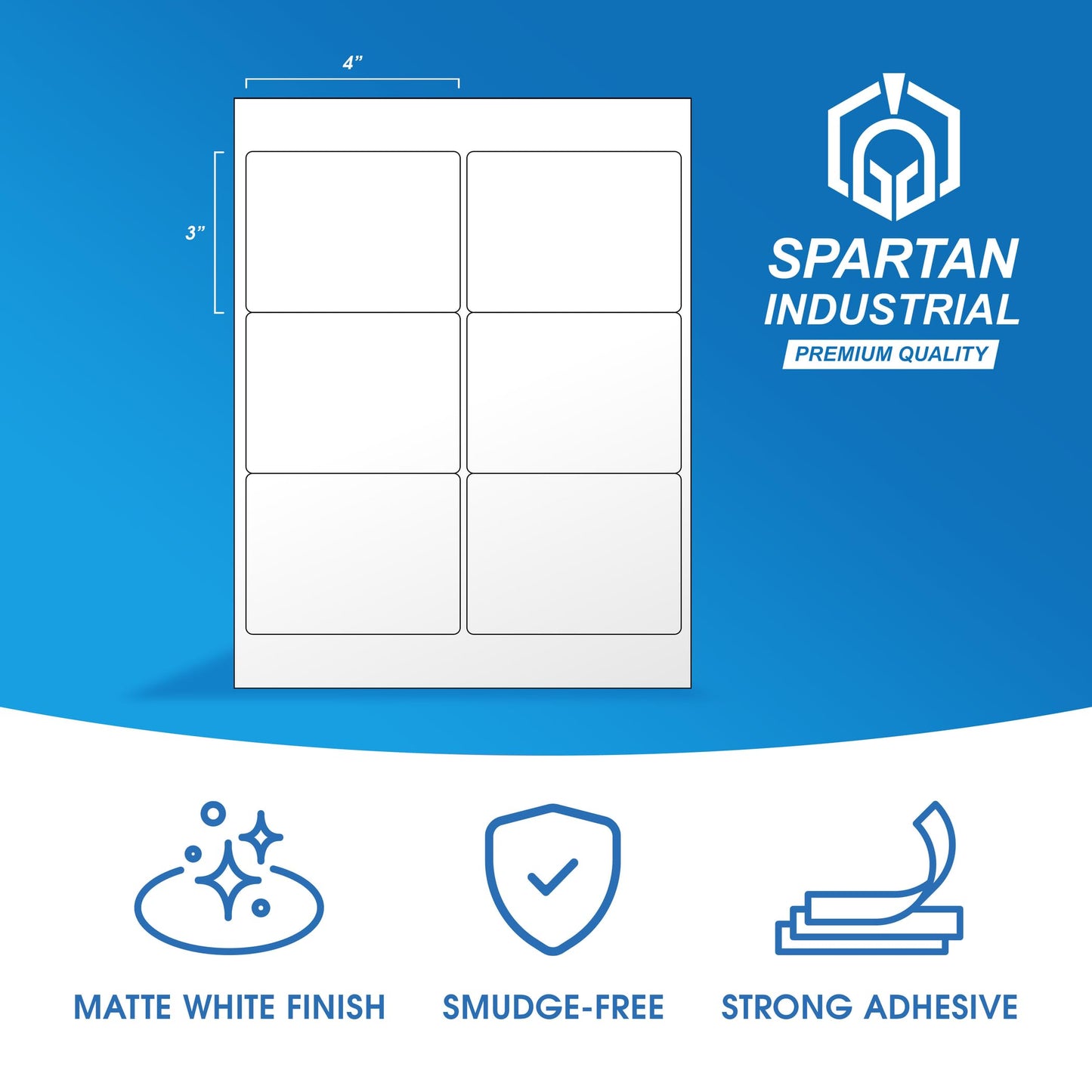 4" X 3" Matte White Printable Mailing Labels (100 Sheets, 600 Stickers) Product Packaging Stickers and Shipping Labels for Laser & Inkjet Printers - Spartan Industrial Template R021