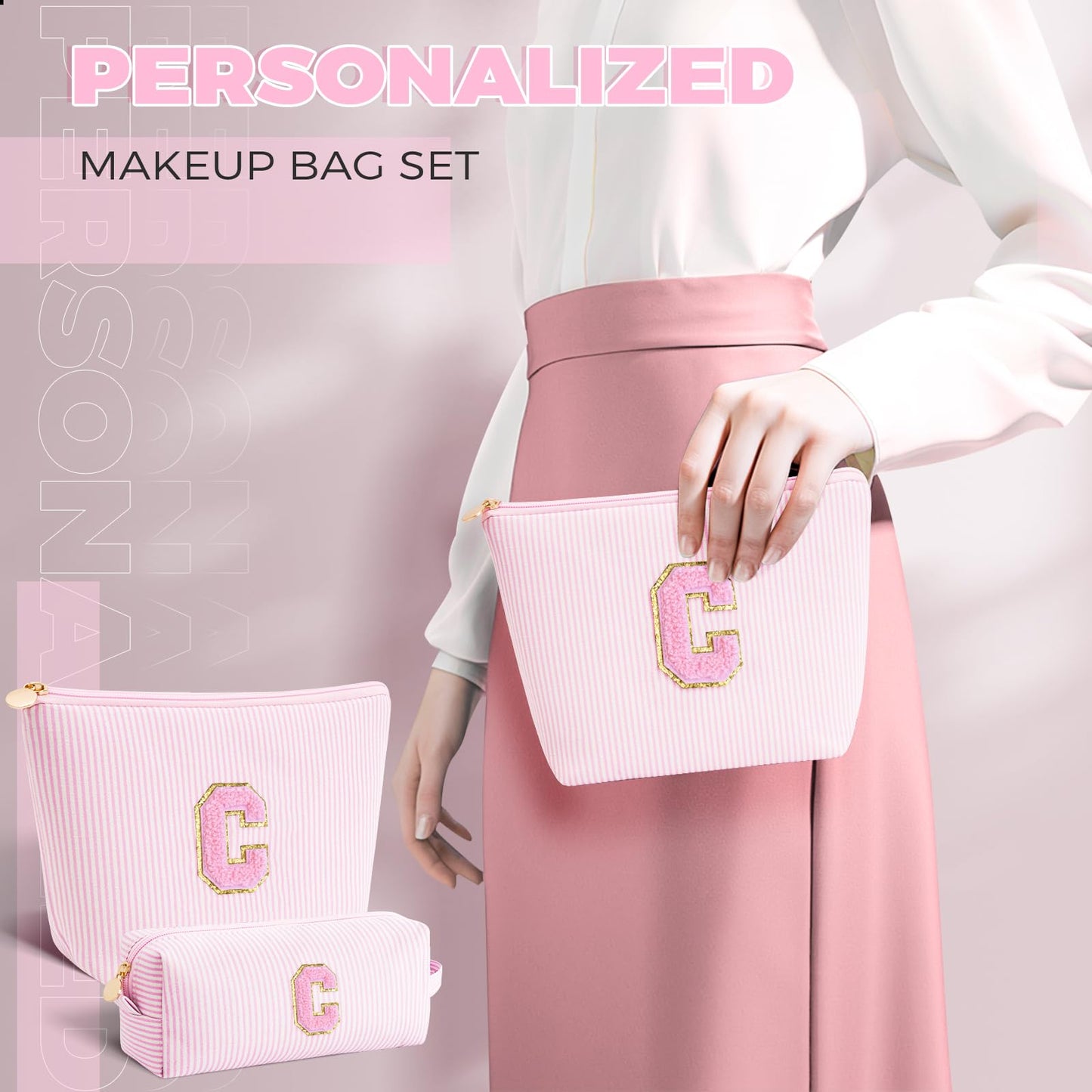 Btffitting Gifts for Teen Girls Women - Birthday Gifts for 10 11 12 13 14 15 16 17 18 Years Old Girl,Makeup Bag Cosmetic Bag,Teacher Gift Trendy Stuff Toiletry Bag - Pink,C