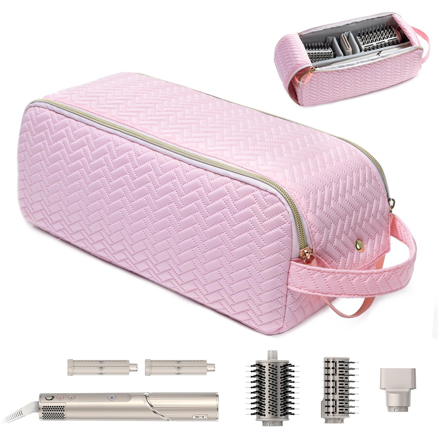 ELCUPA Large Hair Tools Travel Bag Compatible with Shark FlexStyle, Revlon & Dyson | Hair Dryer Brush Organizer, Flat Iron, Curling Iron, Makeup & Cosmetic Bag for Travel Essentials