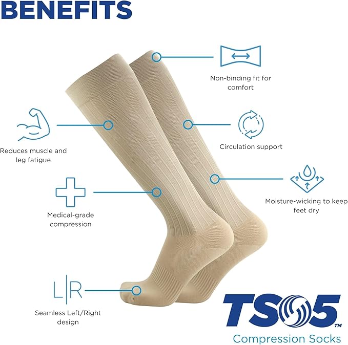Medical Grade Compression Socks for Men & Women 15-20 mmHg by OrthoSleeve (Black Polka Dot, Large)