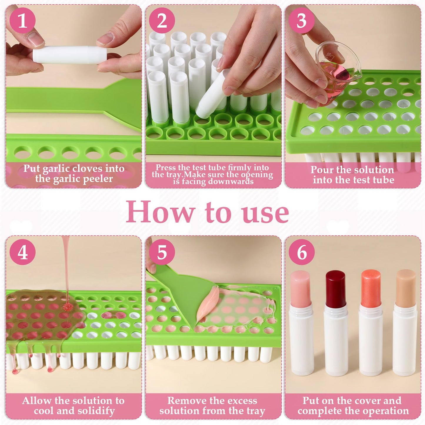 KongTiva 100 Pack Paperboard Lip Balm Tubes with Filling Tray and Spatula Set 0.176 Oz/5g Empty Cardboard Lipstick Tubes for Lip Gloss Container DIY for Lipstick Gloss Deodorant Solid Perfume