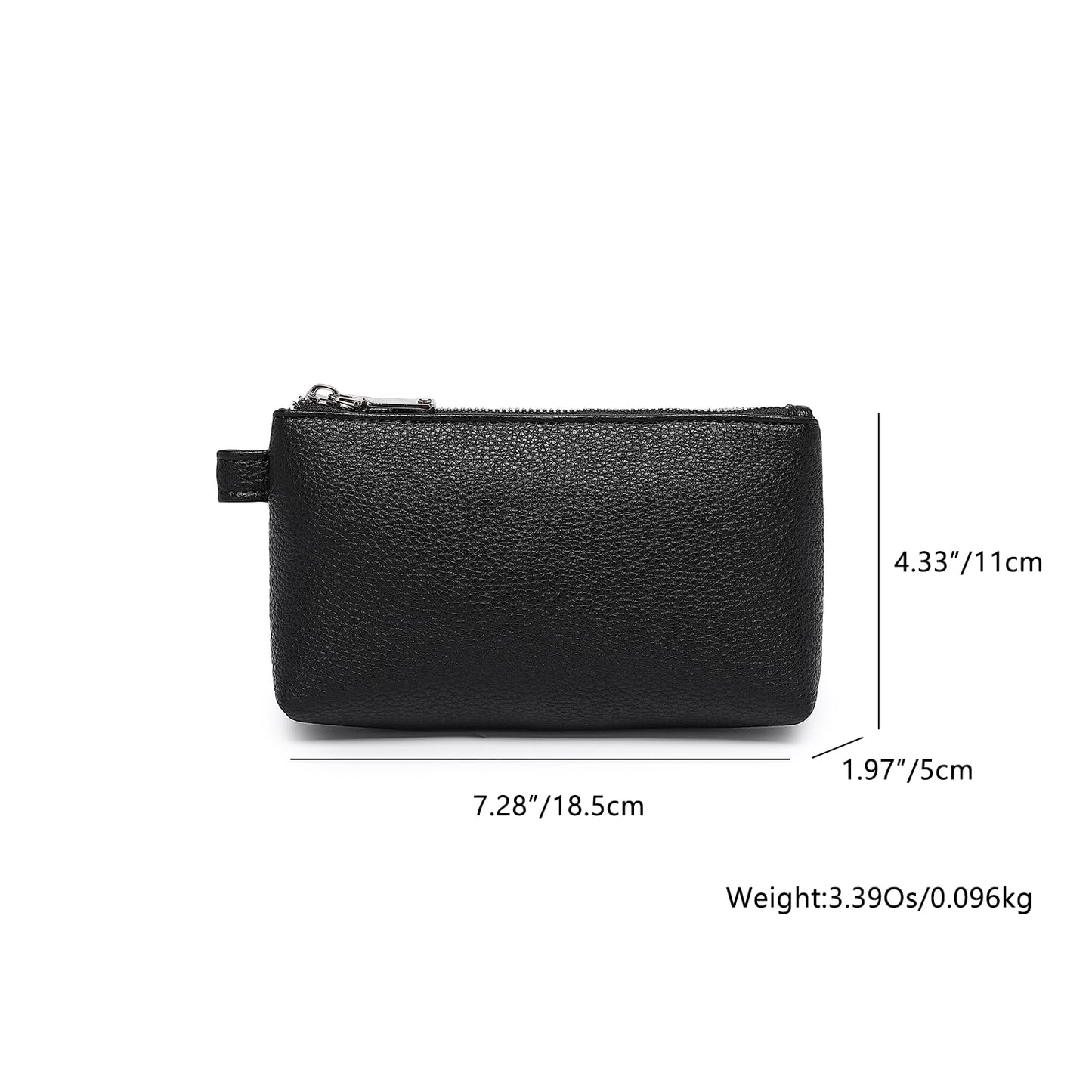 YONBEN 30 Color PU Faux Leather Travel Toiletry Bag for Women, Mini Cosmetic Pouch Organizer with 2 Dividers, Easy Clean Makeup Bag for Purse, Gift Idea (PU Faux Leather/Black)