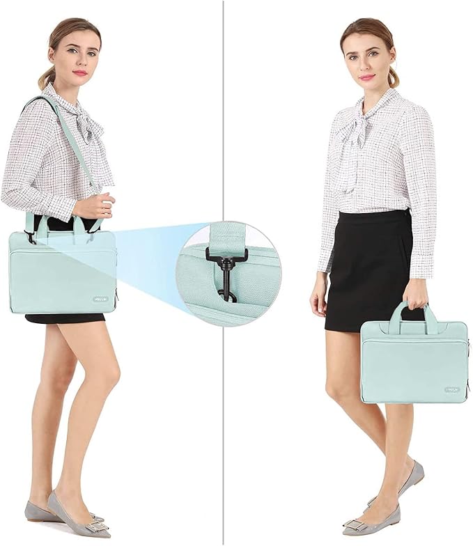 MOSISO 360 Protective Laptop Shoulder Bag Compatible with MacBook Air/Pro, 13-13.3 inch Notebook, Compatible with MacBook Pro 14 inch M5 M4 M3 M2 M1,Matching Color Sleeve with Belt, Mint Green