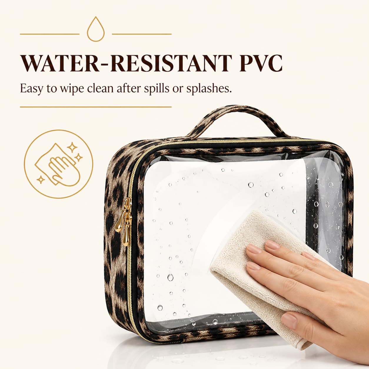 Clear Makeup Bags with Zipper, TSA Approved Travel Toiletry Bag, 2-Pack (Large, Medium) Clear Cosmetic Bag Handle, Waterproof Make Up Bag for Women, Car Bag Organizer & Car Organization Essentials