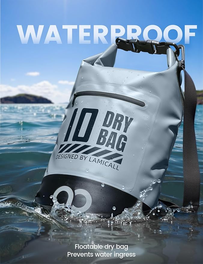 Lamicall Dry Bag, Waterproof Bag - [Durable & Floating] 5L/10L/20L/30L/40L Roll Top Drybag with Water Proof Phone Pouch for Travel Swimming Boating Kayaking Paddle Board Camping Beach Accessories