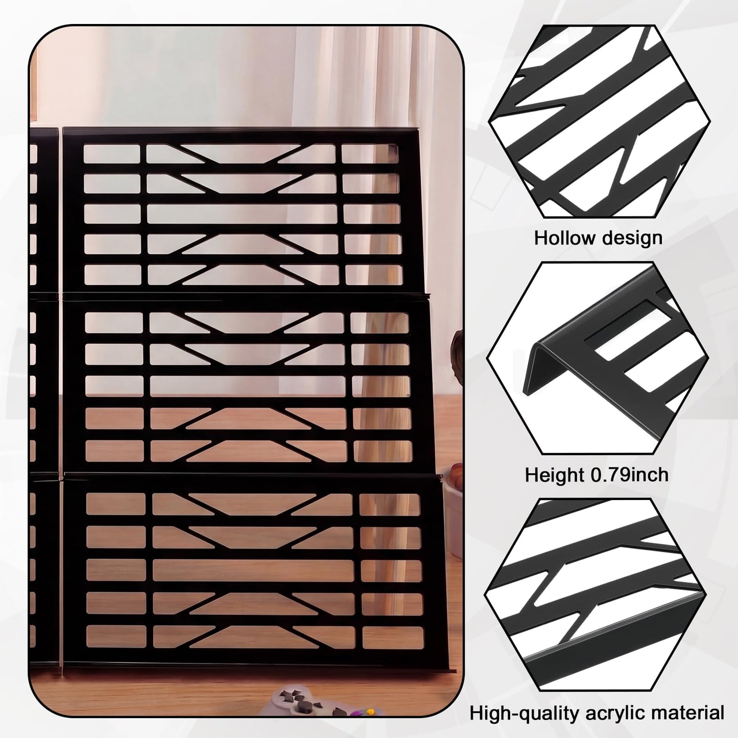 Yalikop 24 Pcs Trading Card Risers for Display Case Acrylic Modular Display Risers for Cardshow Vendor Sport Card Board Game(Horizontal Hollow)