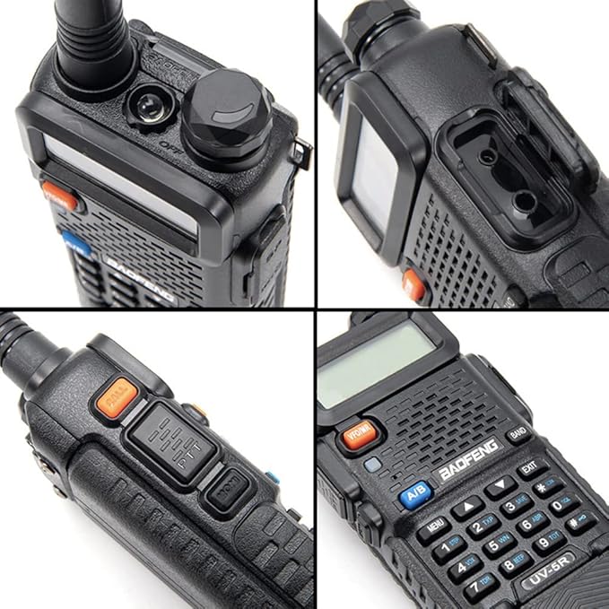 Baofeng UV-5R Dual Band Two Way Radio Handheld Ham Radio Long Range Walkie Talkies Pack of 4 for Hiking Camping Skiing Trip (Black) with 8W 3800mAh Battery