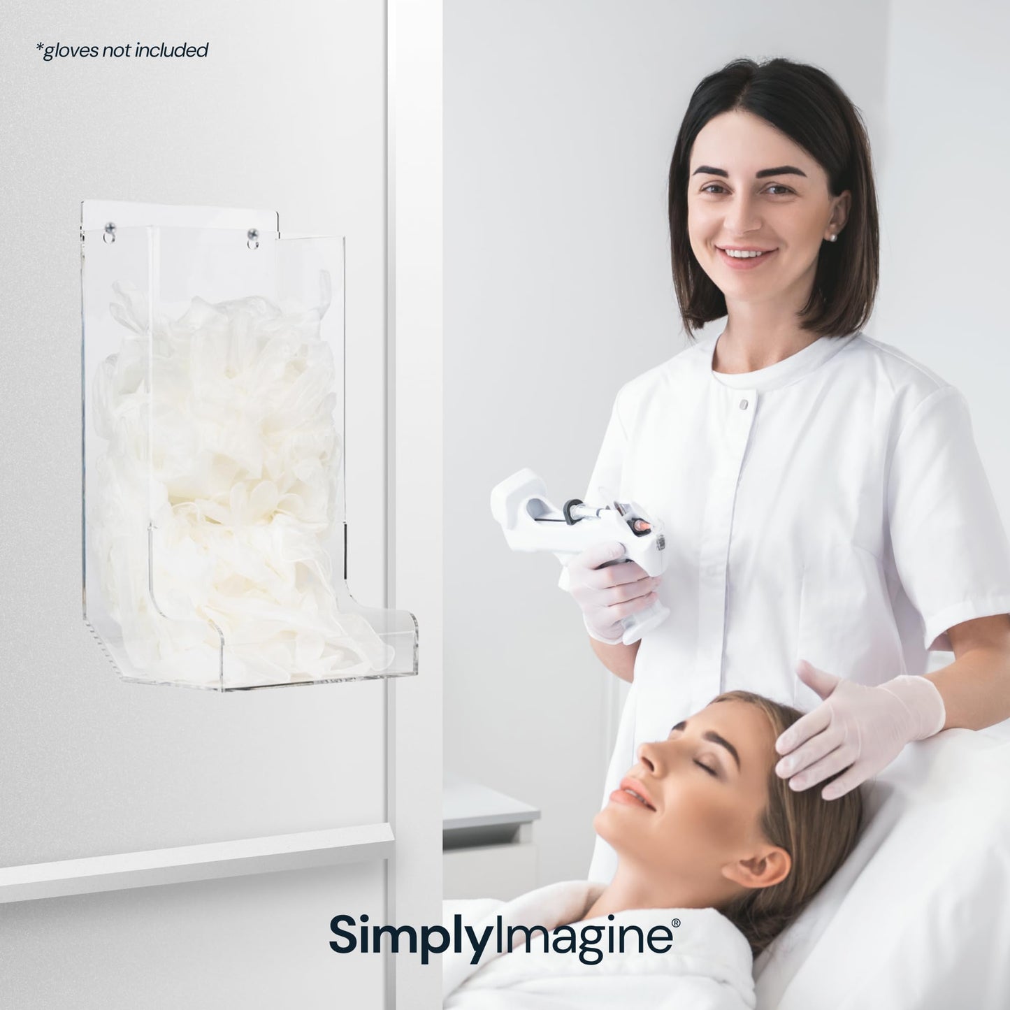 SimplyImagine Safety Glasses Holder Wall Mount Dispenser Bin - Clear Acrylic Top-Loading Organizer - Tabletop & Wall-Mounted Safety Glasses Dispenser - Slanted Tray for Industrial, Lab, Dental Use