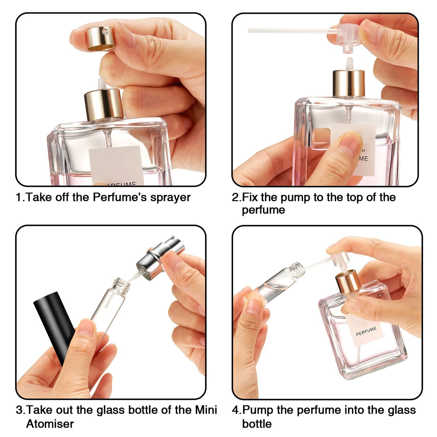 Boao 14 Pcs 5 ml Perfume Travel Refillable Atomizer Black Mini Fragrance Sample Cologne Dispenser Glass Lined Portable with Refill Pump Perfume Spray Bottle for Women Men Outgoing Traveling