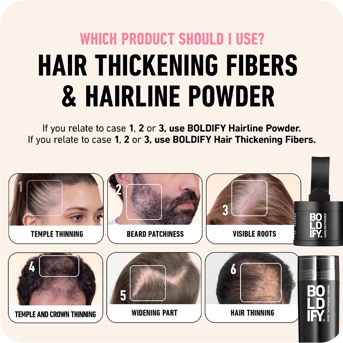 BOLDIFY Hair Fibers (28g) - Fill In Thinning and Fine Hair for an Instantly Fuller, Thicker Look - 14 Shades for Women & Men - Gray