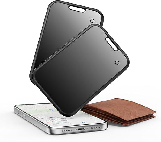 2 Pack Wallet Tracker [Apple MFi Certified] Work with Find My(iOS Only)Rechargeable Ultra Thin Tracking Card Waterproof Smart Air Bluetooth Card Tag Key Finder Item Locator for Passports Purse Luggage