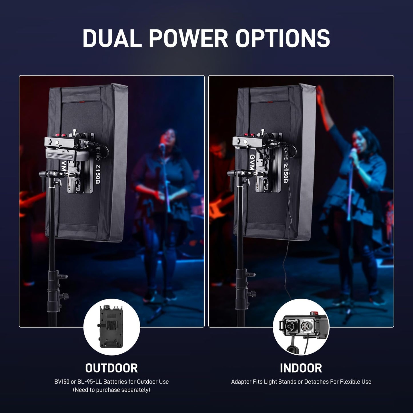 GVM ZipTile Z150B Bi-Color Flexible LED Video Light 2700K~6800K, 15500 lux/m 150W Output Panel Light, 12 Lighting FX with Honeycomb Grid Soft Box, Support App Control for Studio Photography Lighting