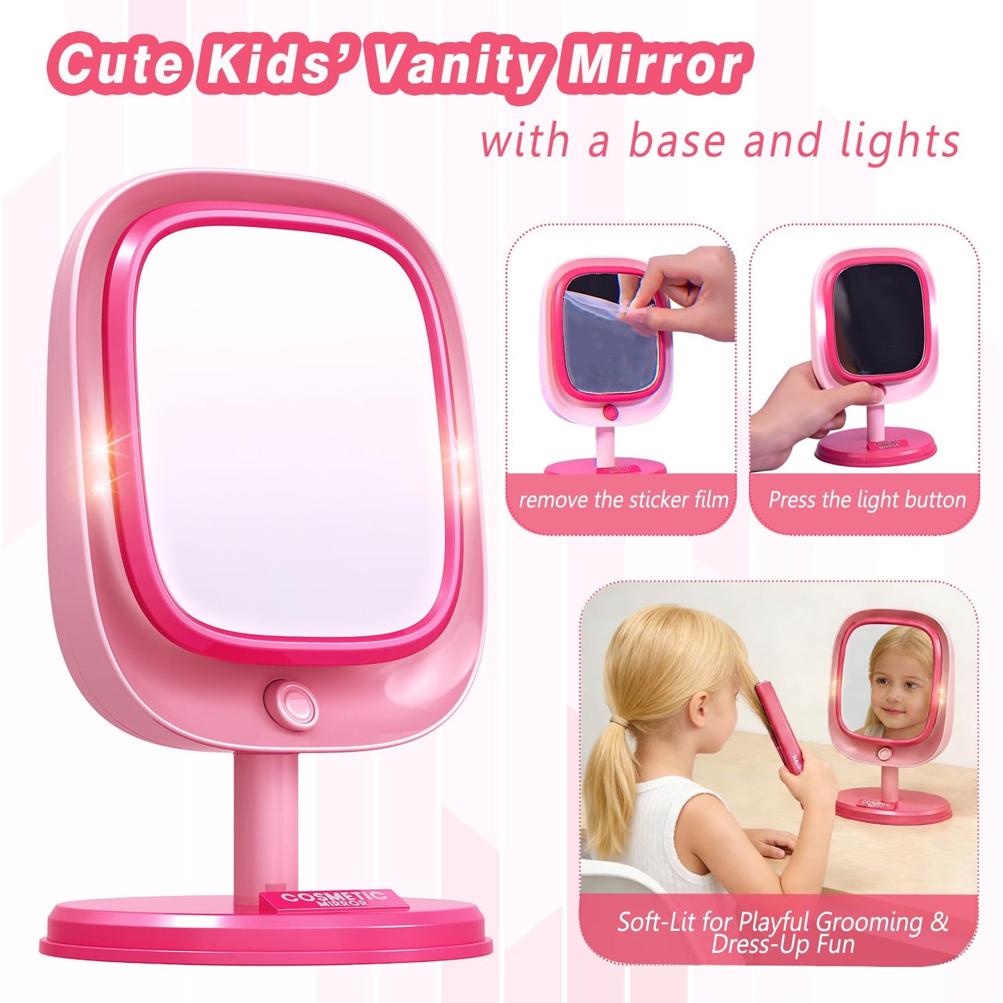 Hair Salon Toys for Girls 3-8,Pretend Hair Styling Set Barber Accessories Makeup Kit with Interactive Lights & Sounds,Educational Dress-Up Toy Vanities Birthday Gifts for Kids Ages 3,4,5,6,7,8