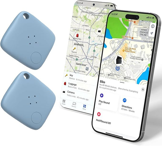 OTIC Smart Tracker Works with Apple Find My & Google Find Hub, for Dual-System Tracking Device Item Finder,Key Luggage Passport,Replaceble Battery (Blue, 2 Pack)