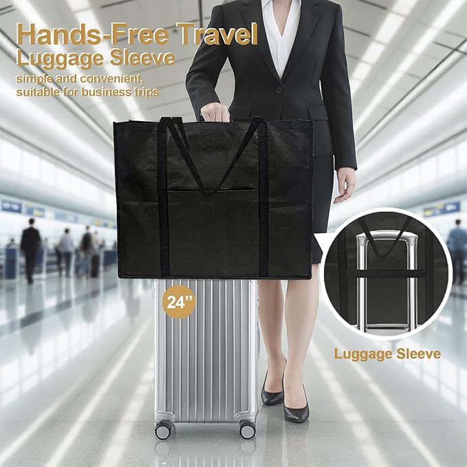 Large Heavy Duty Clothing Storage and Travel Garment Bag, Hanging Clothes Protector with Breathable Zippered Closet Organizer, Perfect for Suits Dresses Moving and Black Fabric Design