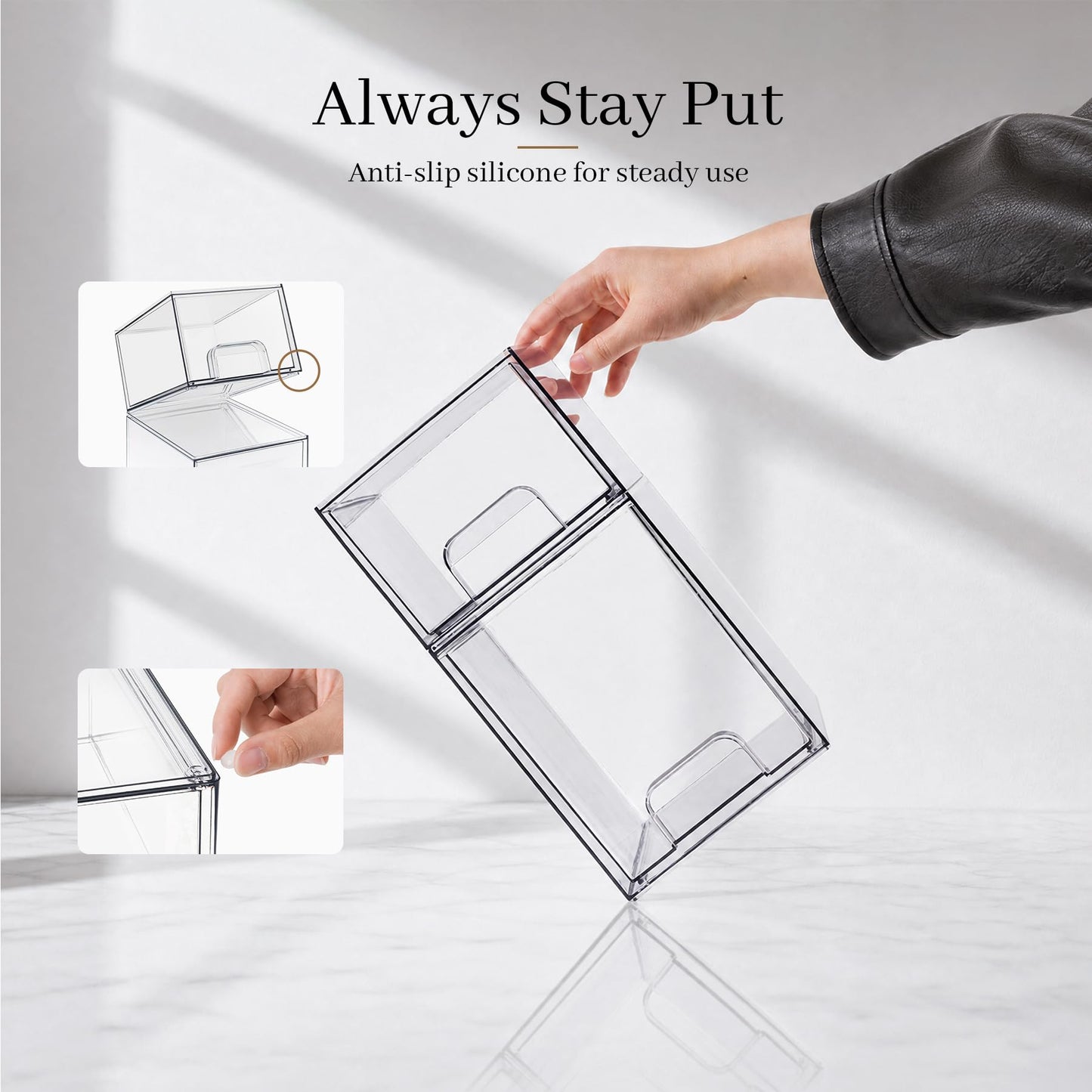 TIPGO Bottle Storage Organizer Baby - Acrylic Bottles Station Organizer Container, Stackable Clear Drawers for Makeup Countertop, Vanity, Bathroom and Cabinet