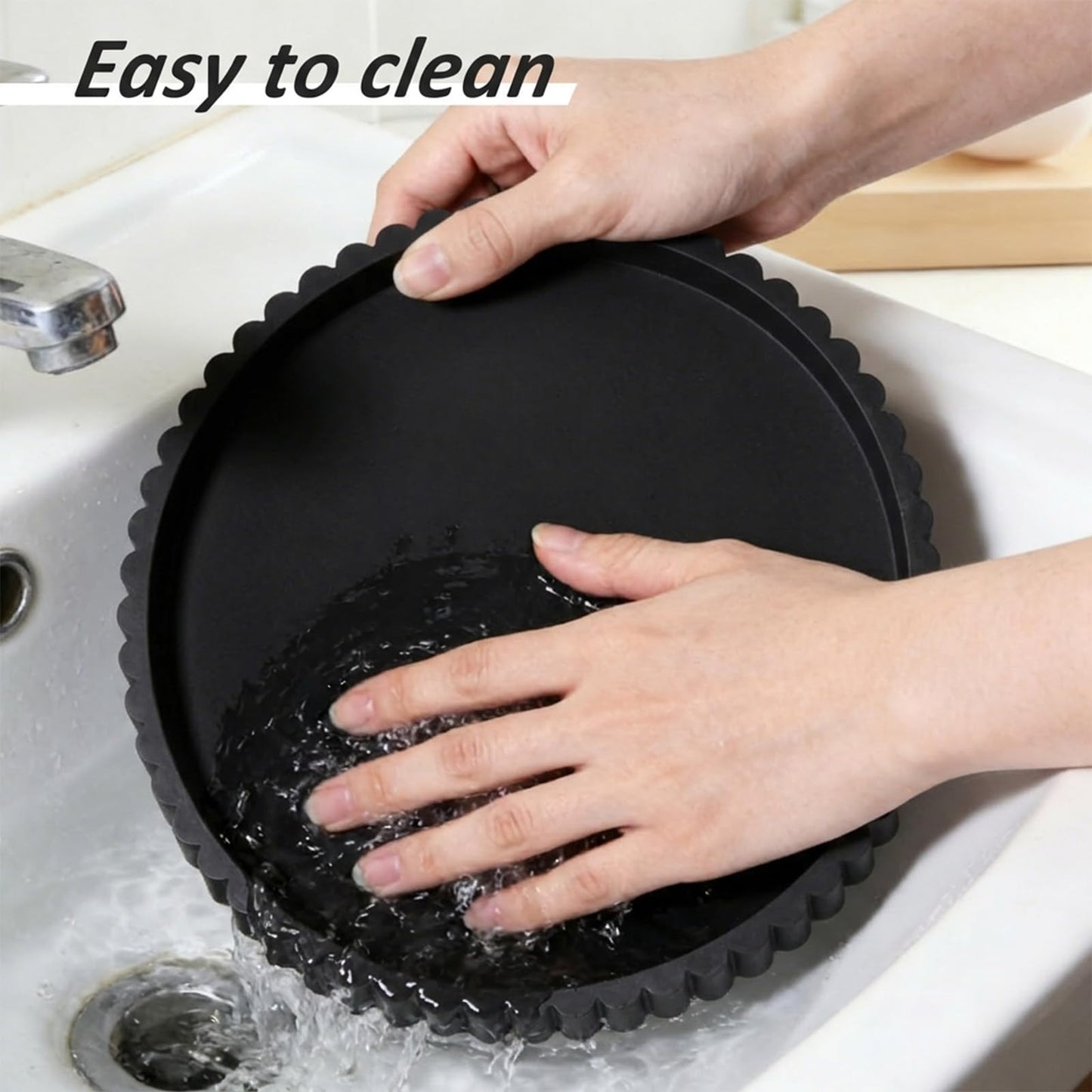 Shuielai Silicone Bathroom Tray, Round Vanity Tray, 9-inch, Black, Storage Decorative Vanity Coffee Table Decor for Perfume