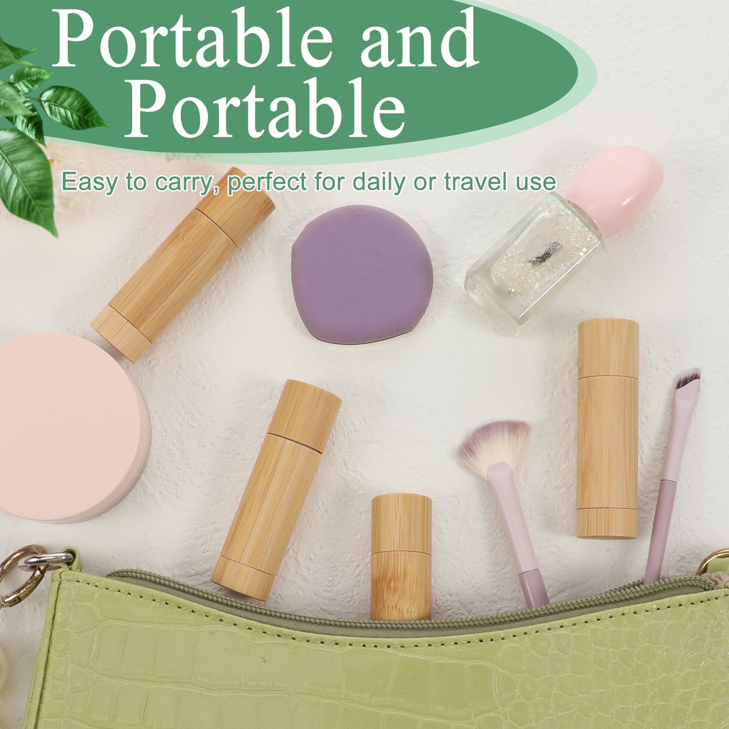AOZUO 24 Pcs Bamboo Empty Lipstick Tubes, 5g Refillable Lip Balm Tube Containers with Clear Plastic Rotable Inner DIY Cosmetic Lipstick Lip Gloss Case Holder for Women Girls Homemade Balm Makeup
