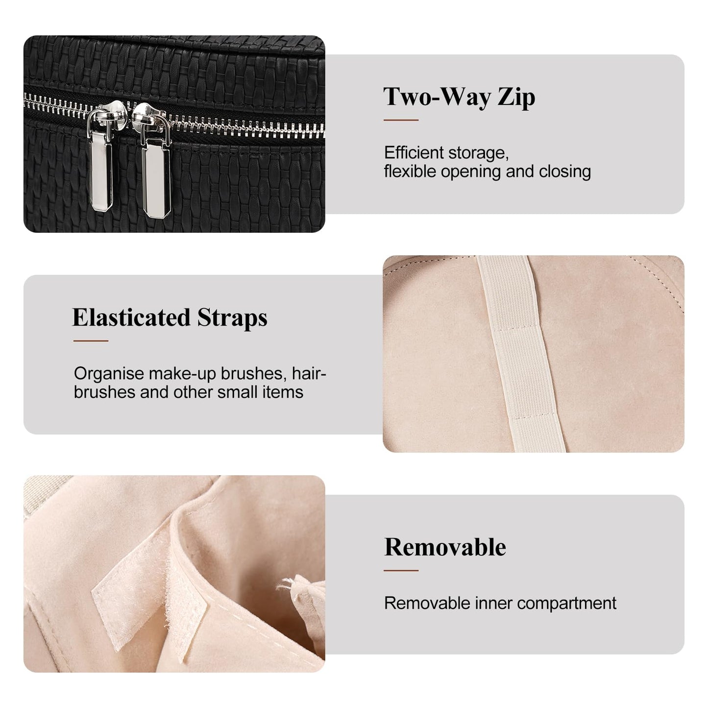 honitty Makeup Bag, Travel Make up Case with Compartments and Handle, Portable Cosmetic Organizer Bags,Toiletry Bag for Women
