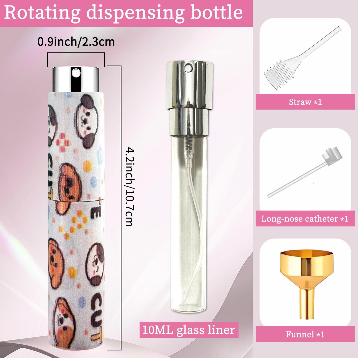 AMBOJ 10ML Atomizer Refillable Perfume Spray Bottle for Travel, Cute Empty Perfume Dispenser, Portable Sprayer Travel Essentials for Men and Women, blue funny dogs