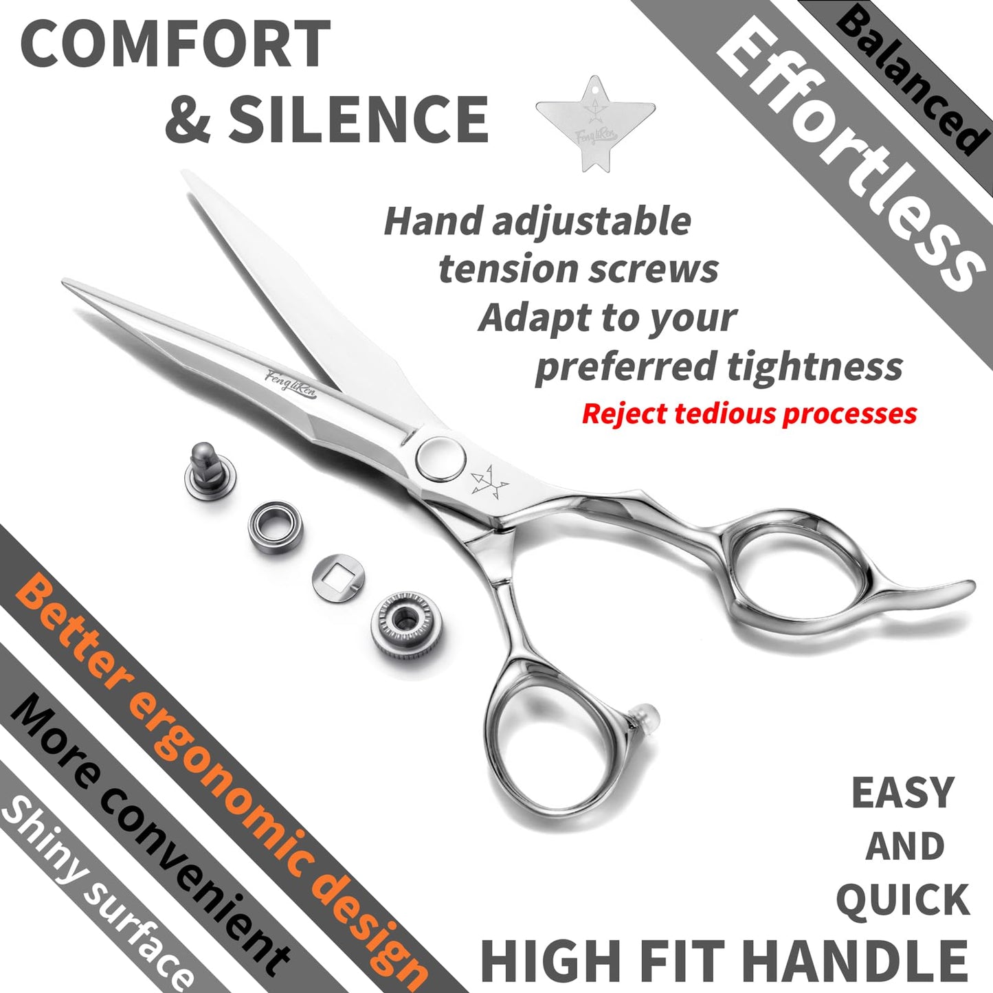 Fengliren High-end Professional Extremely Very Sharp Barber Hair Cutting Scissors Hairdresser Shears For Hair 6.3 Inch Haircut Scissor Made Of Stainless Steel For Hairdressing Salon and Home Use