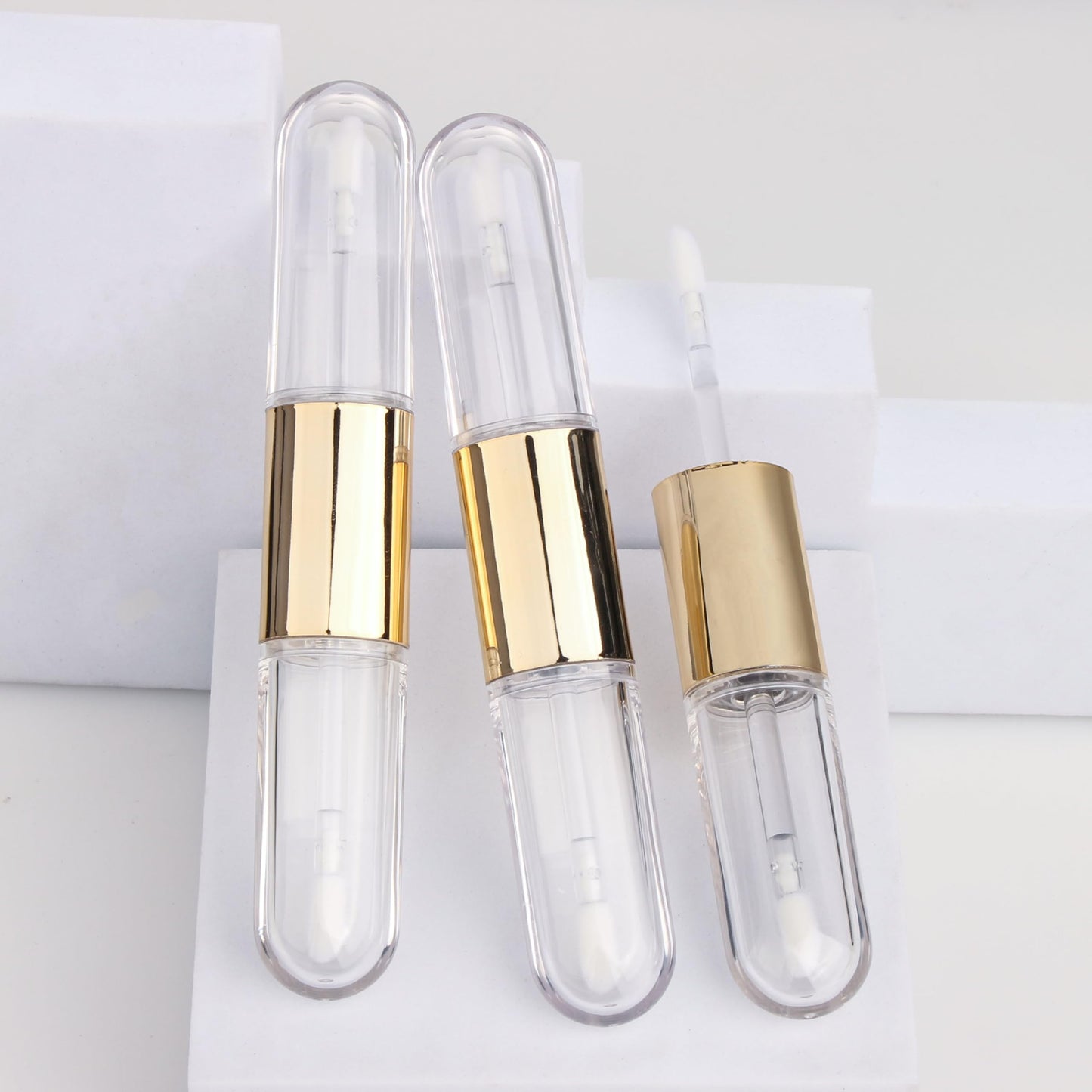 COSIDEA 12pcs Gold Flat 4ml*2 dual Ended lip gloss tubes 8ml double end lipgloss tube container