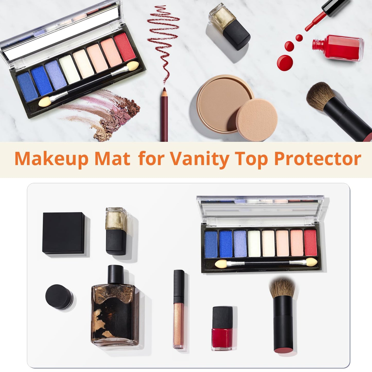 LovePads Clear Makeup Mat for Vanity, 14 x 24 Dual-Sided Desk Pad & Vanity Cover Top, Waterproof PVC Protector Mat for Dresser, Nail Art, Craft Table