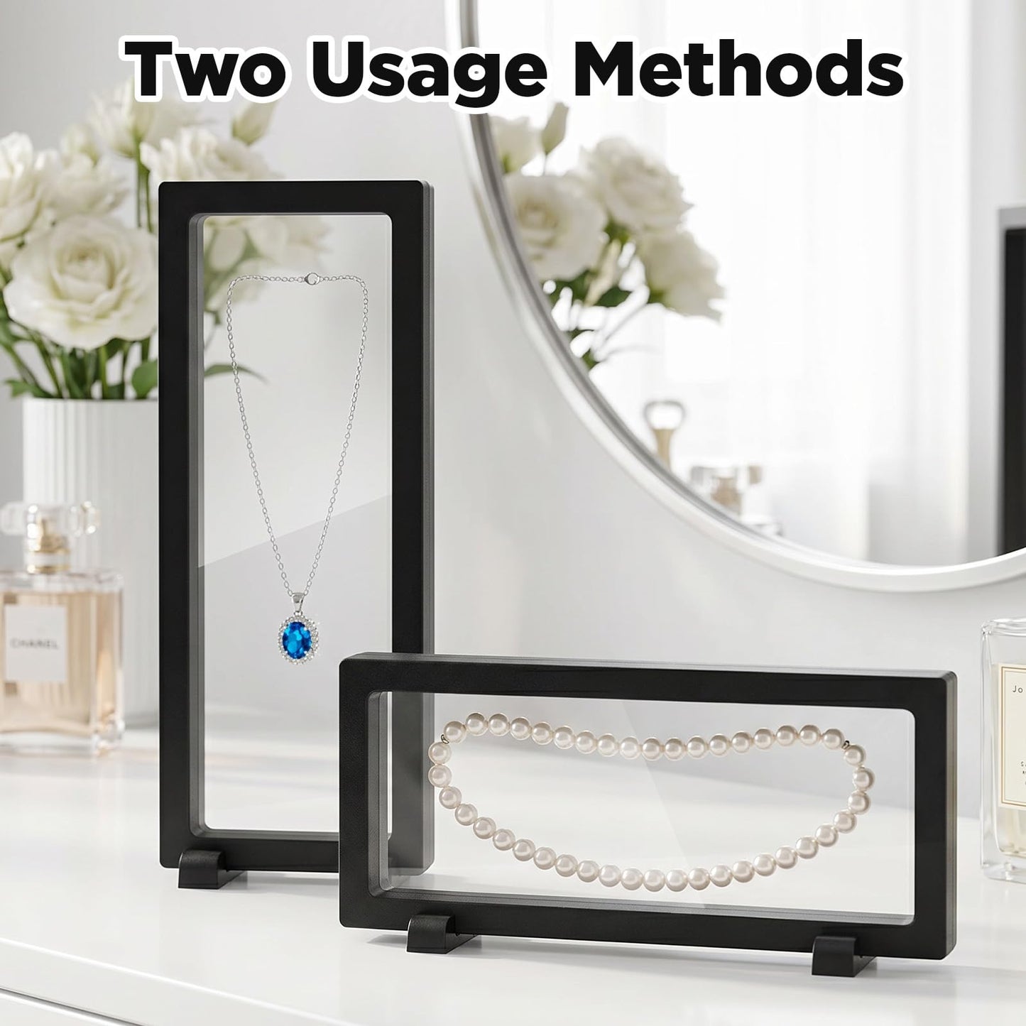 Kegeeei 10 PCS 3D Floating Display Case, Coins Display Stand Holder, Jewelry Storage Box, Black Suspension Frame for Challenge Coins, Medals, Fossils, Stamps, 9" x 3.54" x 0.79"