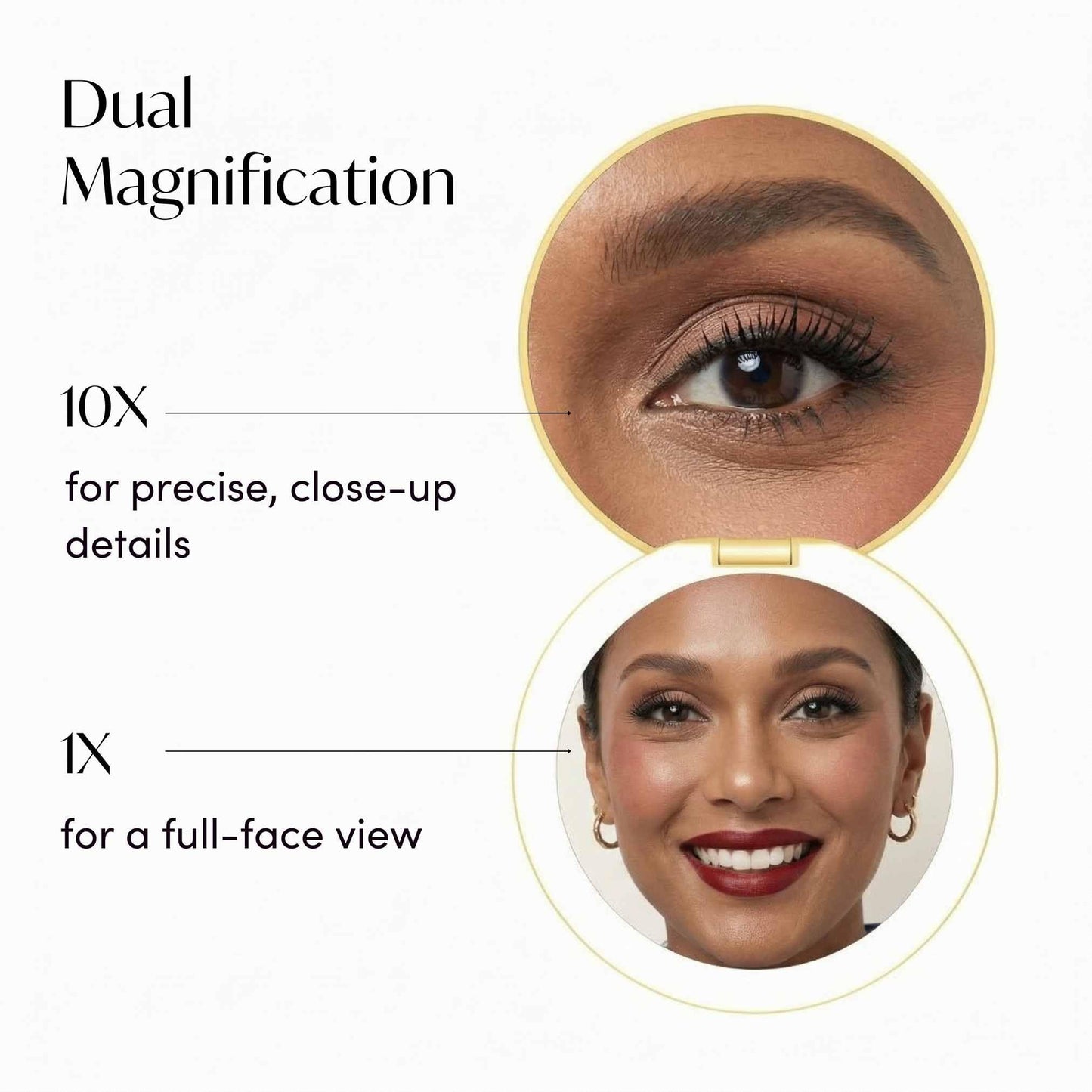 Fancii Taylor Travel Makeup Mirror with LED Light, Rechargeable, 10x /1x Magnifying, Tru-Glow Lighting System, XL Large 5” Wide | Compact Mirror for Purses (Marigold)