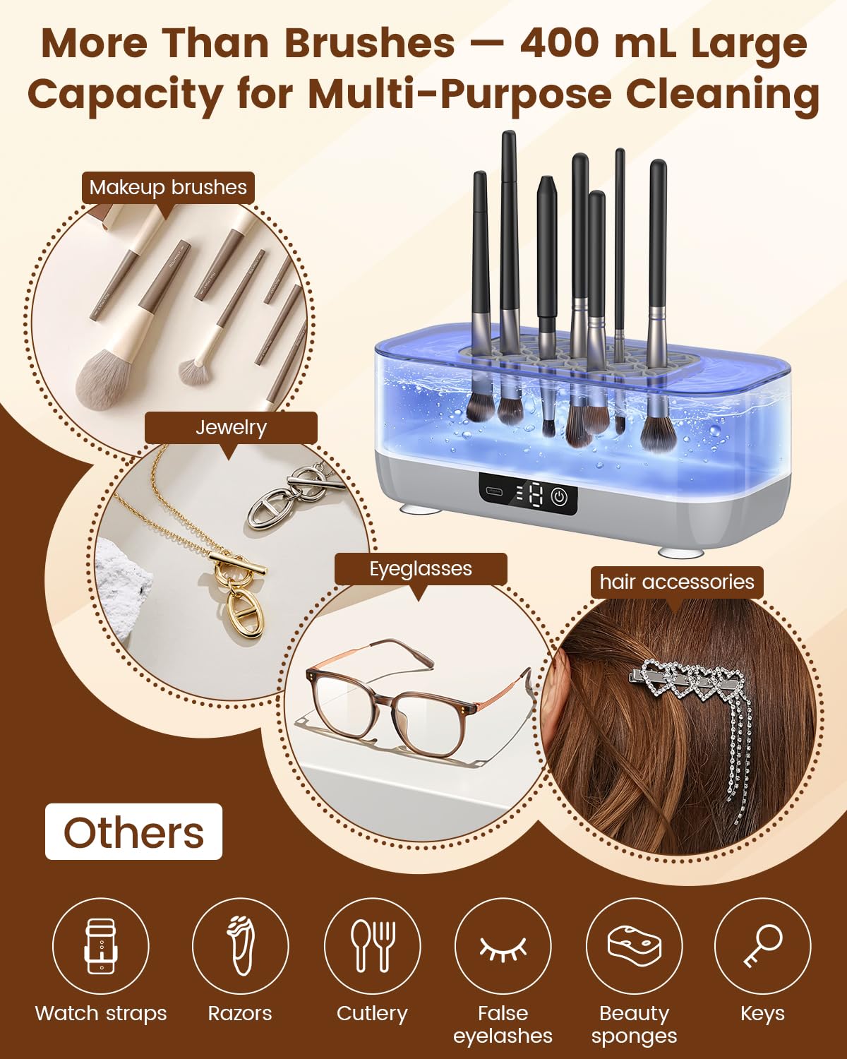 Ultrasonic Electric Makeup Brush Cleaner Machine Rechargeable USB,Deep Cleaning Make up Brush Cleaner Electronic,Portable Automatic Cosmetic Brushes Washer