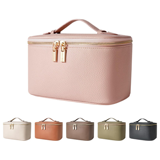 Camdeez Cosmetic Bag,ROWNYEON Makeup Bag,Portable Makeup Train Case,Travel Toiletry Bag Case Organizer for Women,Pink