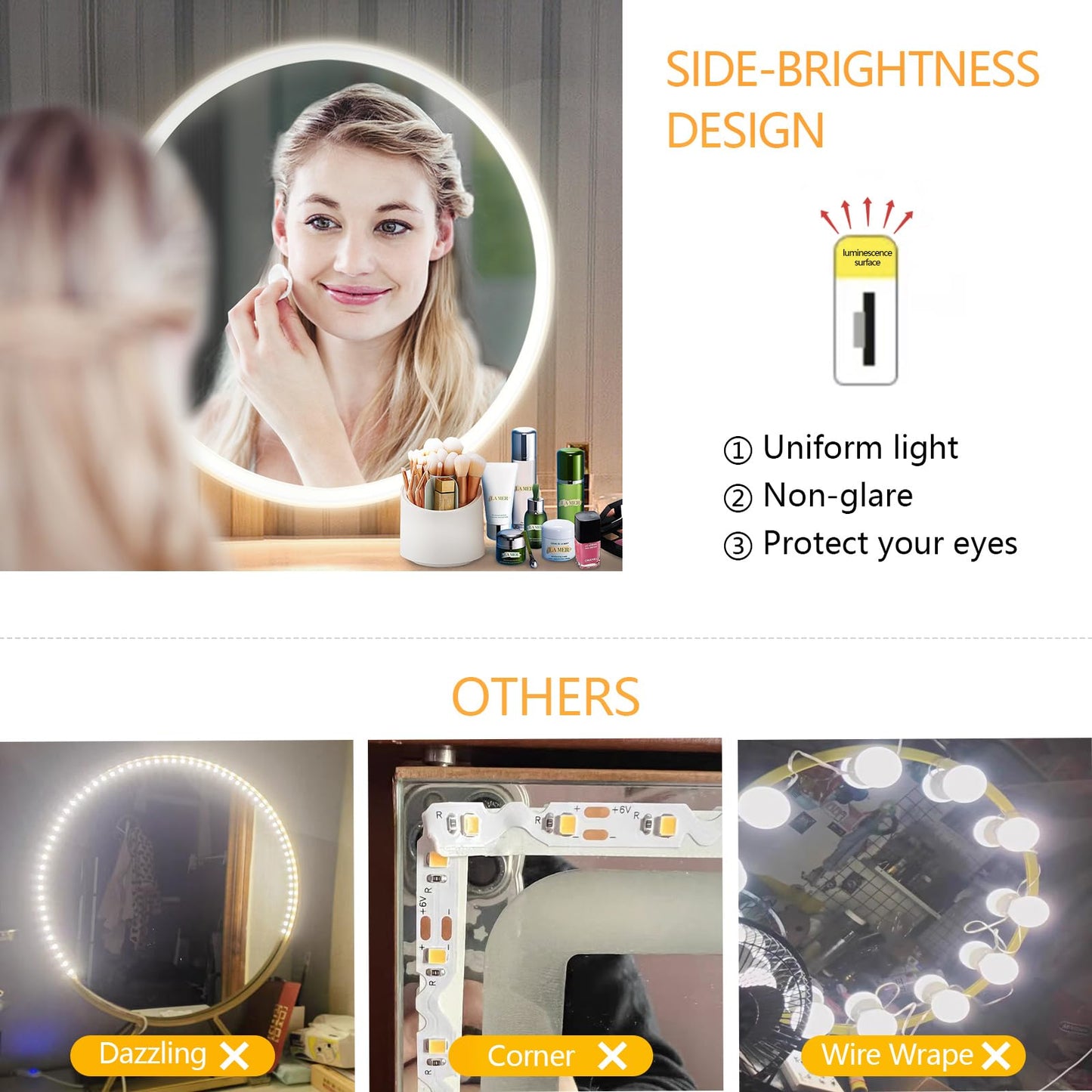 phwii Flexible Vanity Light Strip LED Vanity Lights for Mirror Dimmable Mirror Lights for Makeup Cuttable 6.5ft Makeup Light Strip 6500K Daylight for Dressing Table, Bathroom Mirror, and DIY Mirror
