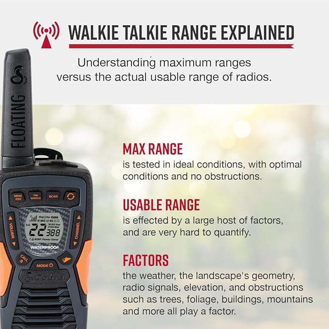 Cobra ACXT1035R FLT Floating Walkie Talkies - Waterproof, Rechargeable, Long Range up to 37-Mile Two Way Radio with NOAA Weather Alert & VOX, (2 Pack)